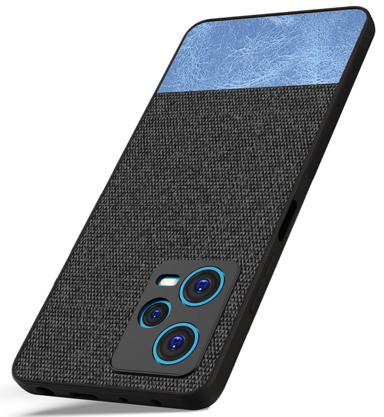 Kapa Soft Fabric & Leather Hybrid for Redmi Note 12 Pro Back Cover | Shockproof Hybrid Slim Hard Anti Slip Back Case (Black, Blue) (B0BS9Q8799) Amazon Price History, Amazon Price Tracker