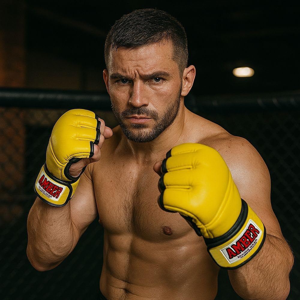 Premium Grappling Gloves for MMA Leather, Enhanced Grip, Excellent Wrist Support, Breathable Comfort - Ideal for Grappling and Clinch Fighting