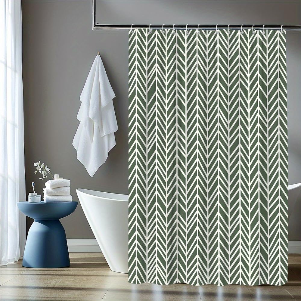 Rideau de douche 180x210 cm en tissu polyester motif botanique avec crochets
