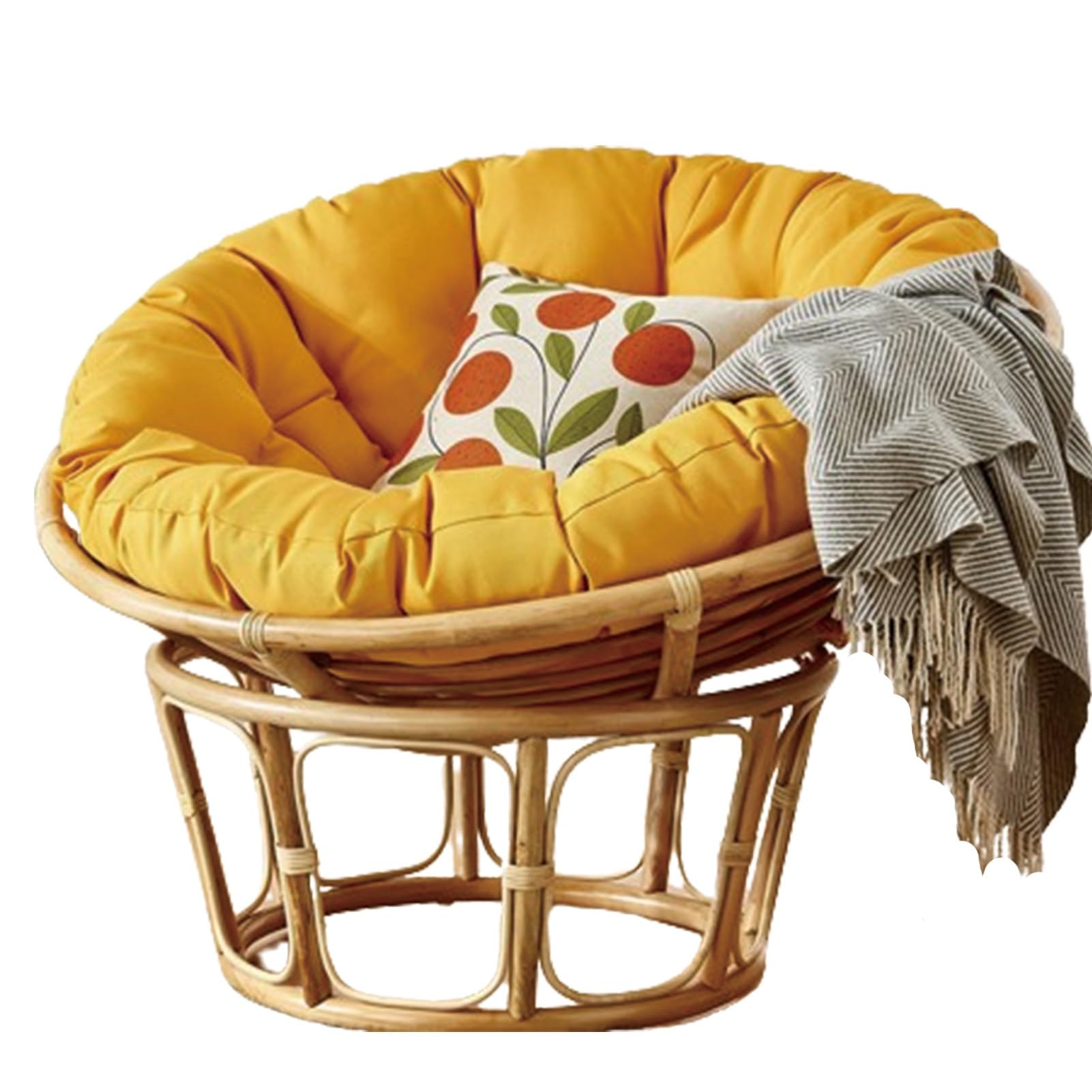 MIAOMI Garden Round Papasan Chair Cushion | Water Resistant Indoor Outdoor Hammock Rattan Swing Seat Pad | Comfy Tufted Patio Furniture Cushions | Hanging Egg Chair Pads