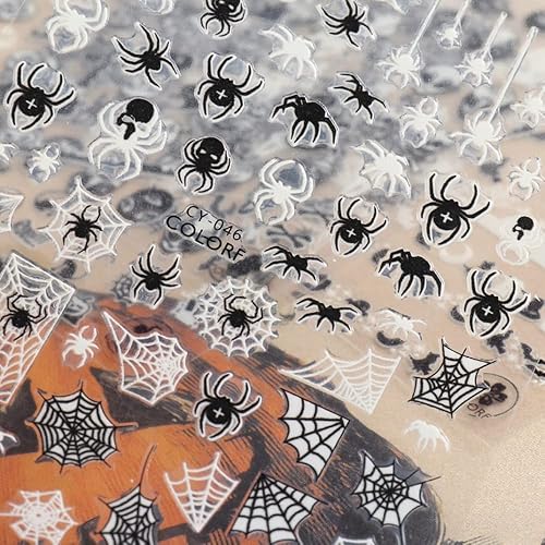Miniatura 5 de Calcomanías de uñas de Halloween, que brillan en la oscuridad, calcomanías de uñas luminosas 3D, autoadhesivas, calabaza, calavera, murciélago,