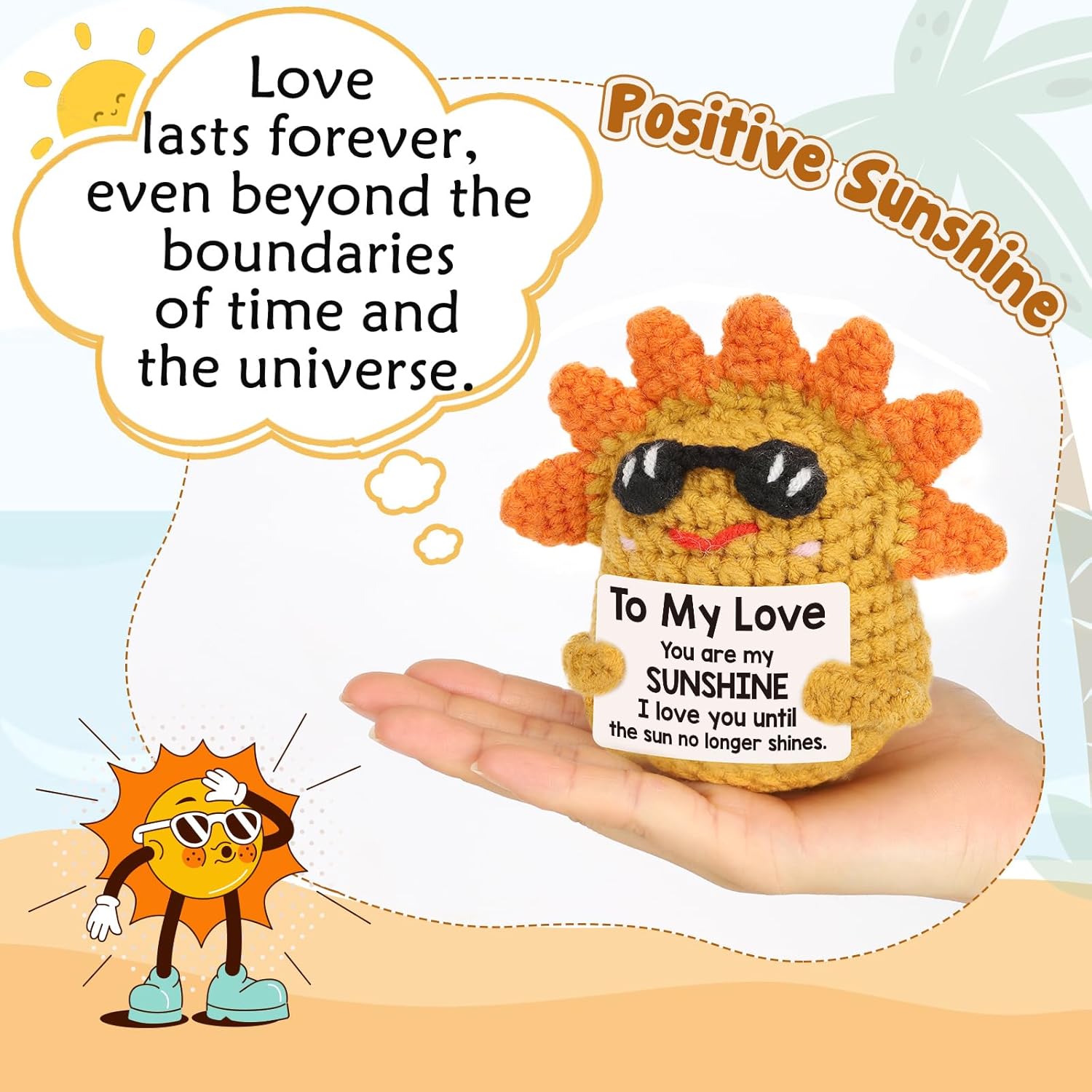 Valentines Anniversary Sunshine Gifts for Girlfriend Boyfriend, Romantic Crochet Sunshine Birthday Gift for Him Her, Long Distance Couple Emotional Support Gift for Women Men - Image 3