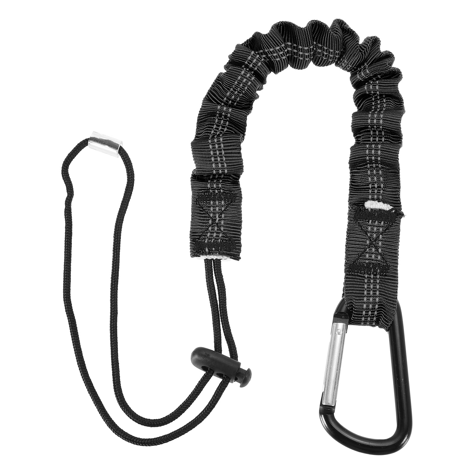 MECCANIXITY Retractable Tool Lanyard 2ft with Single Aluminum Buckle and Adjustable Loop End, Maximum Weight Limit 10KG / 22lb, Safety Fall Protection Tools Leash, Black