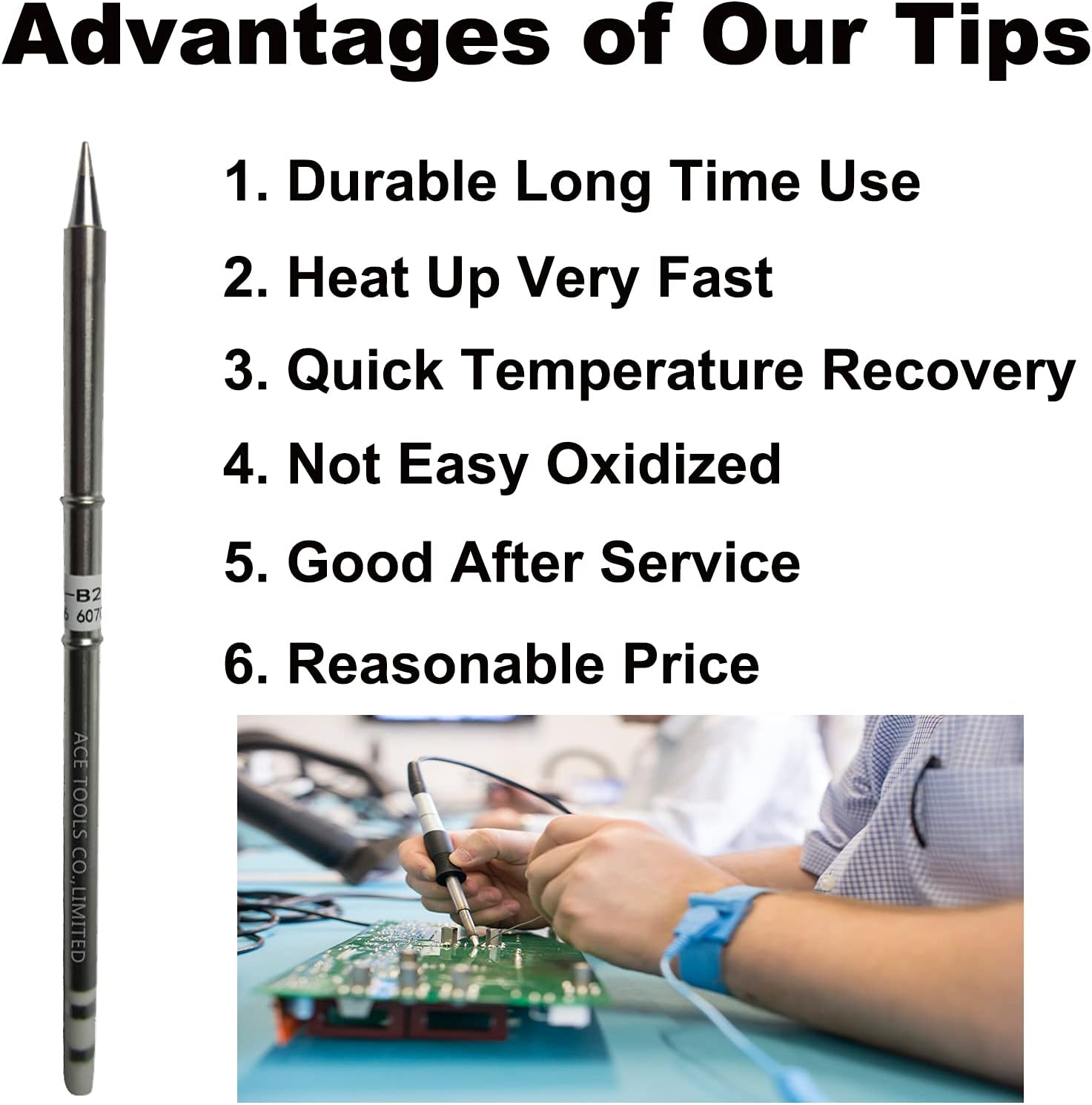 T15-B2 Conical Round 0.5mm Soldering Tip for FX-9501 FM-2028 FM-2027 FM-2021 FX-950 FX-951 FX-952 FM-202 FM-203 FM-204 FM-206 ACE Tips (10)