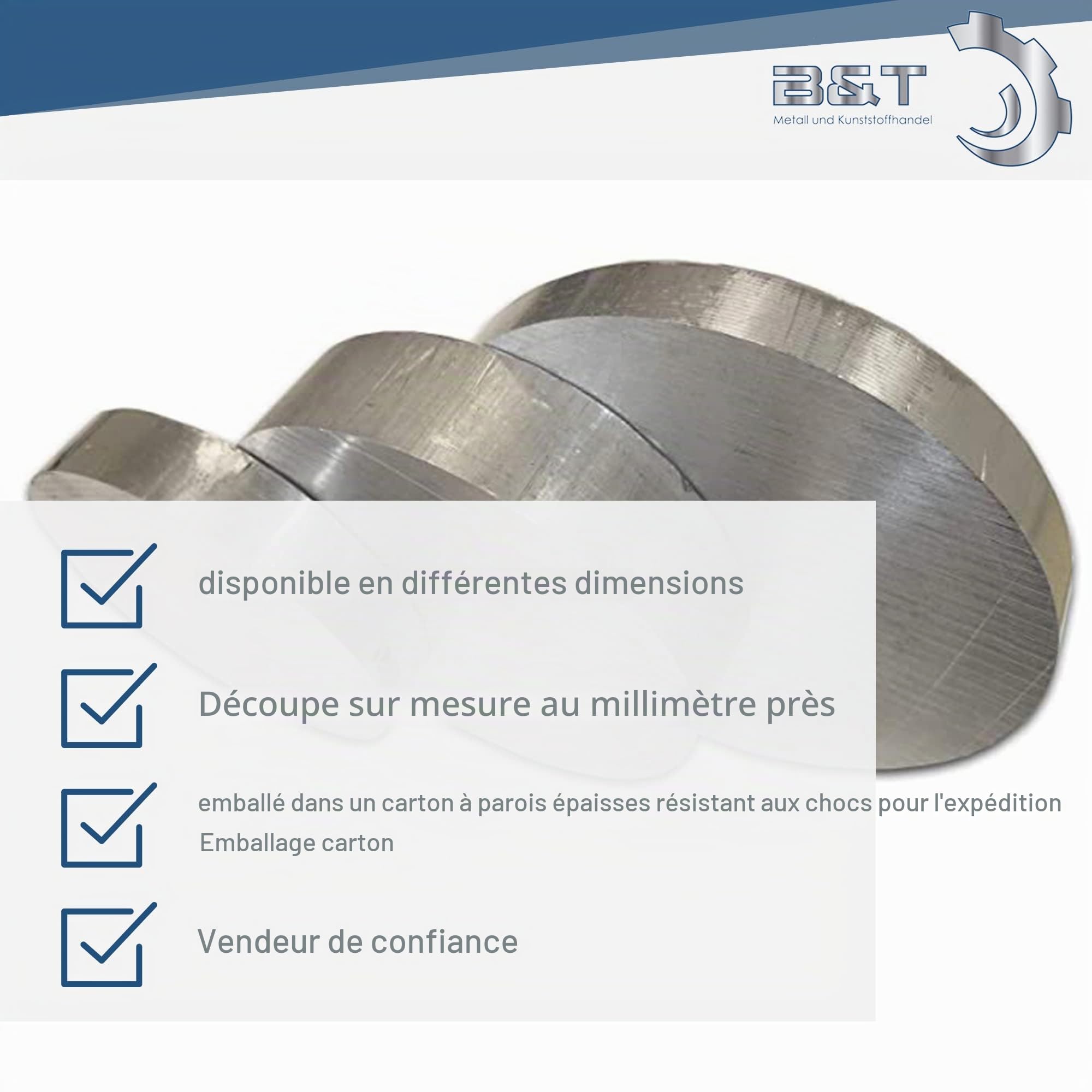 B&T Metall - Tige ronde en aluminium Ø 100 mm - Métal pressé - Longueur : env. 10 cm (100 mm +/- 5 mm)