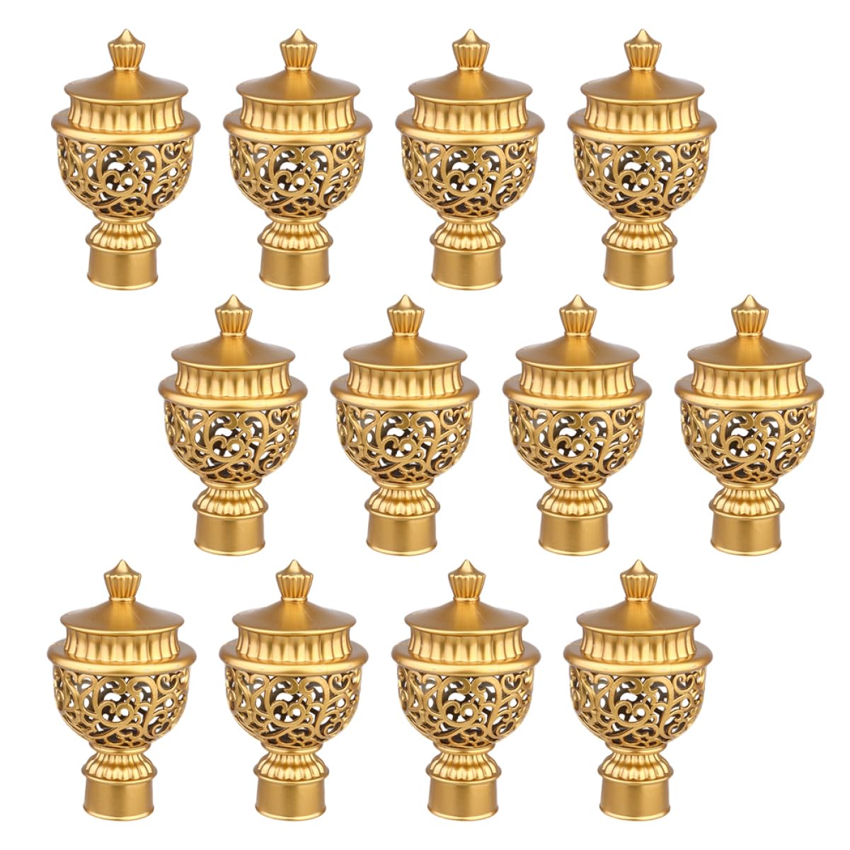 HOODANCOS 12Pcs Decorative Window Finials Modern Curtain Rod End Caps Stylish Roman Rod Accessories for Home and Office Plastic Fit for Various Curtain Rods