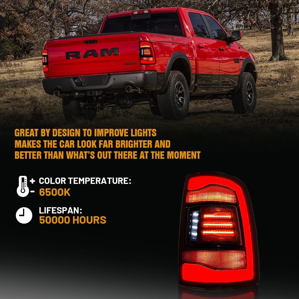 Amazon | T T-ABC スモークテールライト 2009-2018 ダッジ ラム テール