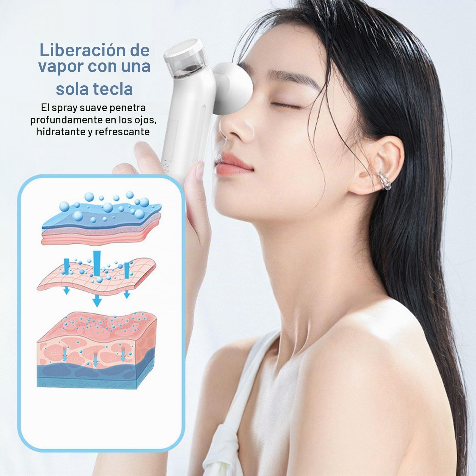 Nano Mist Sprayer, Nano Eye Mist Sprayer Dispositivo de Vapor para Ojos Secos y Cara Compresa Cálida Recargable Alivio de Niebla Facial Ojos Secos Niebla Facial