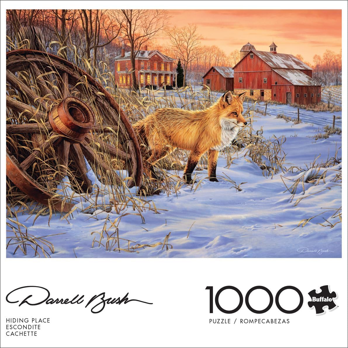 Buffalo Games – Darrell Bush - Hiding Place - 1000 Piece Winter Jigsaw Puzzle - Festive Holiday Puzzles for Adults – Precision-Cut Pieces, Christmas Artwork, and Hours of Relaxing Fun