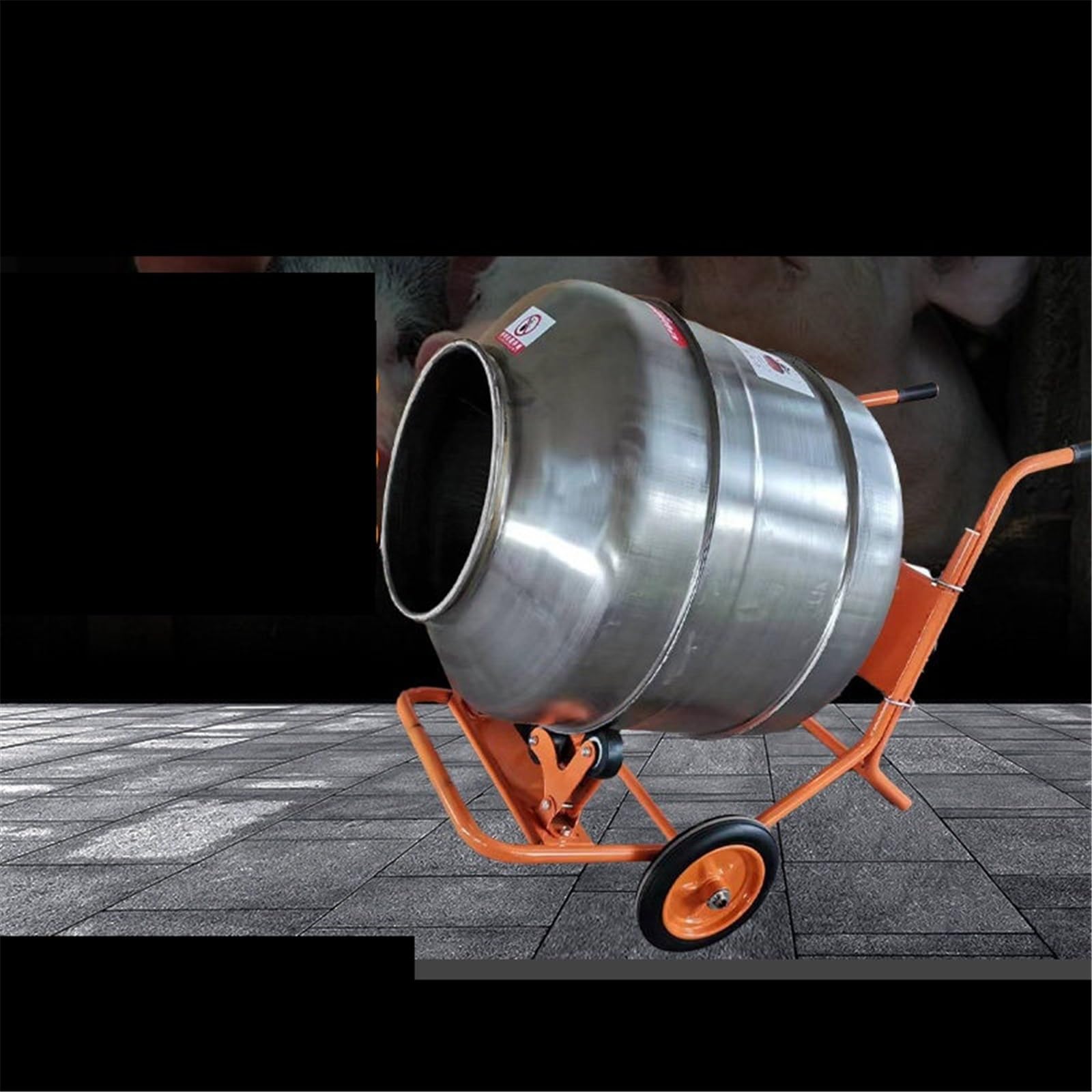 Miscelazione del cemento Betoniera portatile a due ruote in acciaio inossidabile con tamburo di miscelazione for mangimi agricoli for piccoli edifici Portatile(Piccolo)