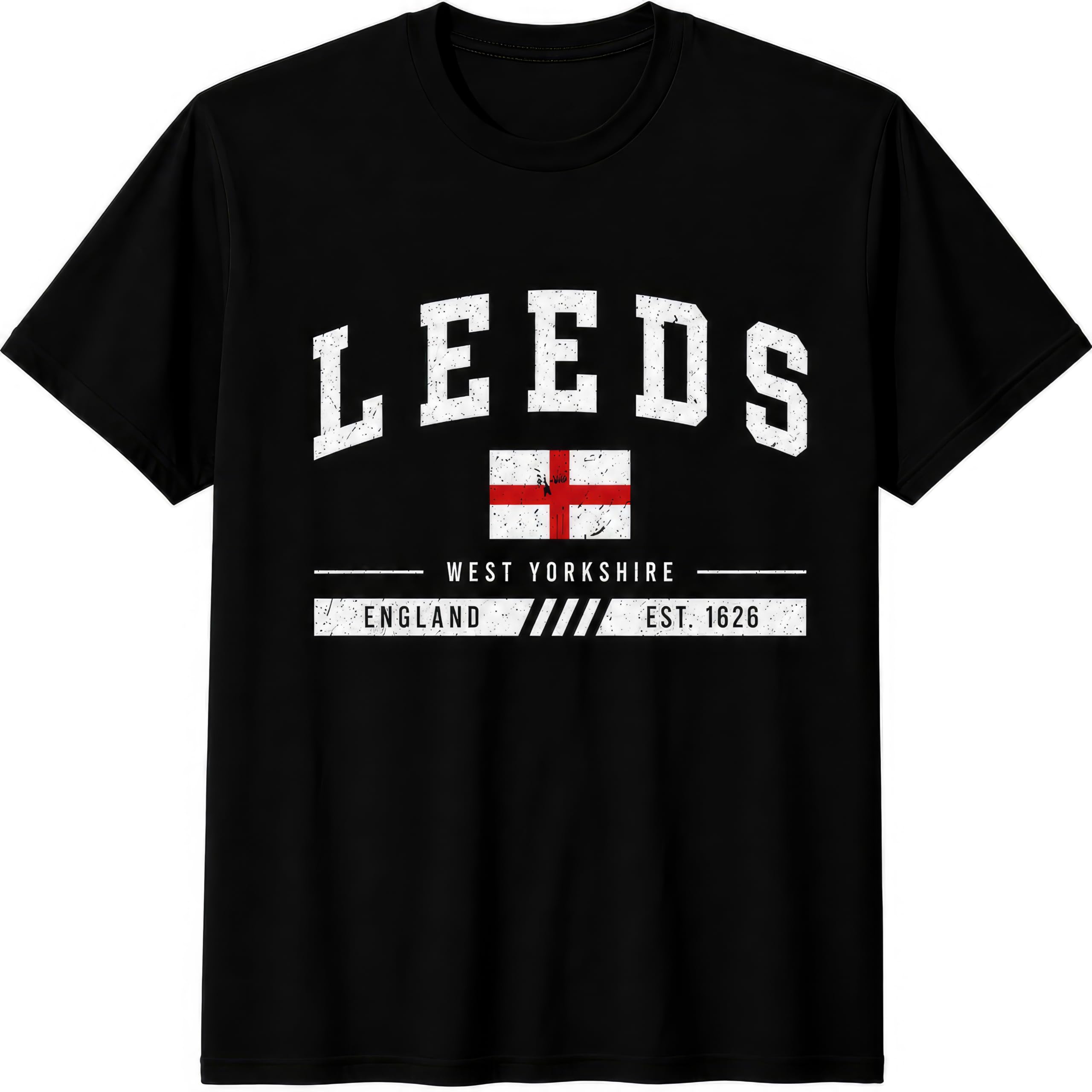 Leeds West Yorkshire England Est 1626 Vintage Distressed Graphic Kids Womens Mens T Shirt 3-4 Black