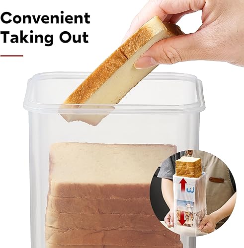 Miniatura 5 de AOZITA Caja de pan con tapa hermética, recipiente de almacenamiento de pan fresco, dispensador de almacenamiento de pan de pan, recipiente de pan de