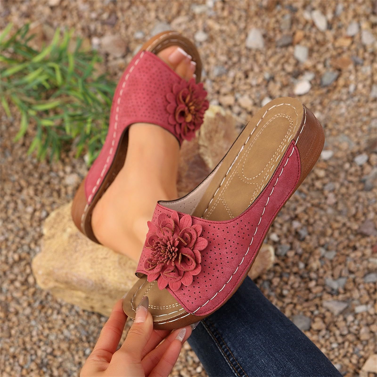 Zapatos abiertos mujer verano con cuña - Chanclas de playa