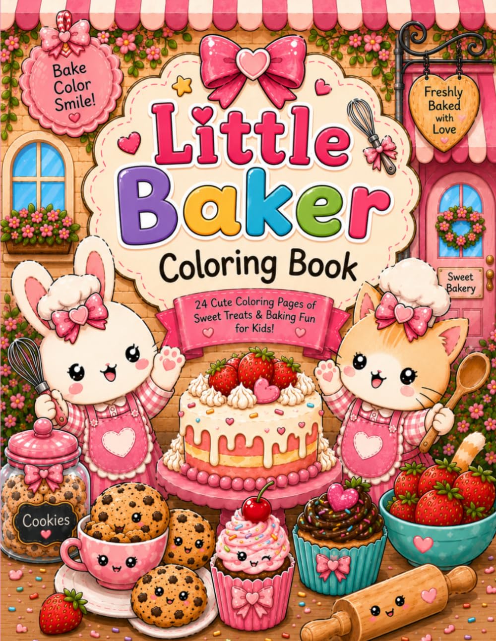 Little Baker Coloring Book: 24 Cute Coloring Pages of Sweet Treats & Baking Fun for Kids