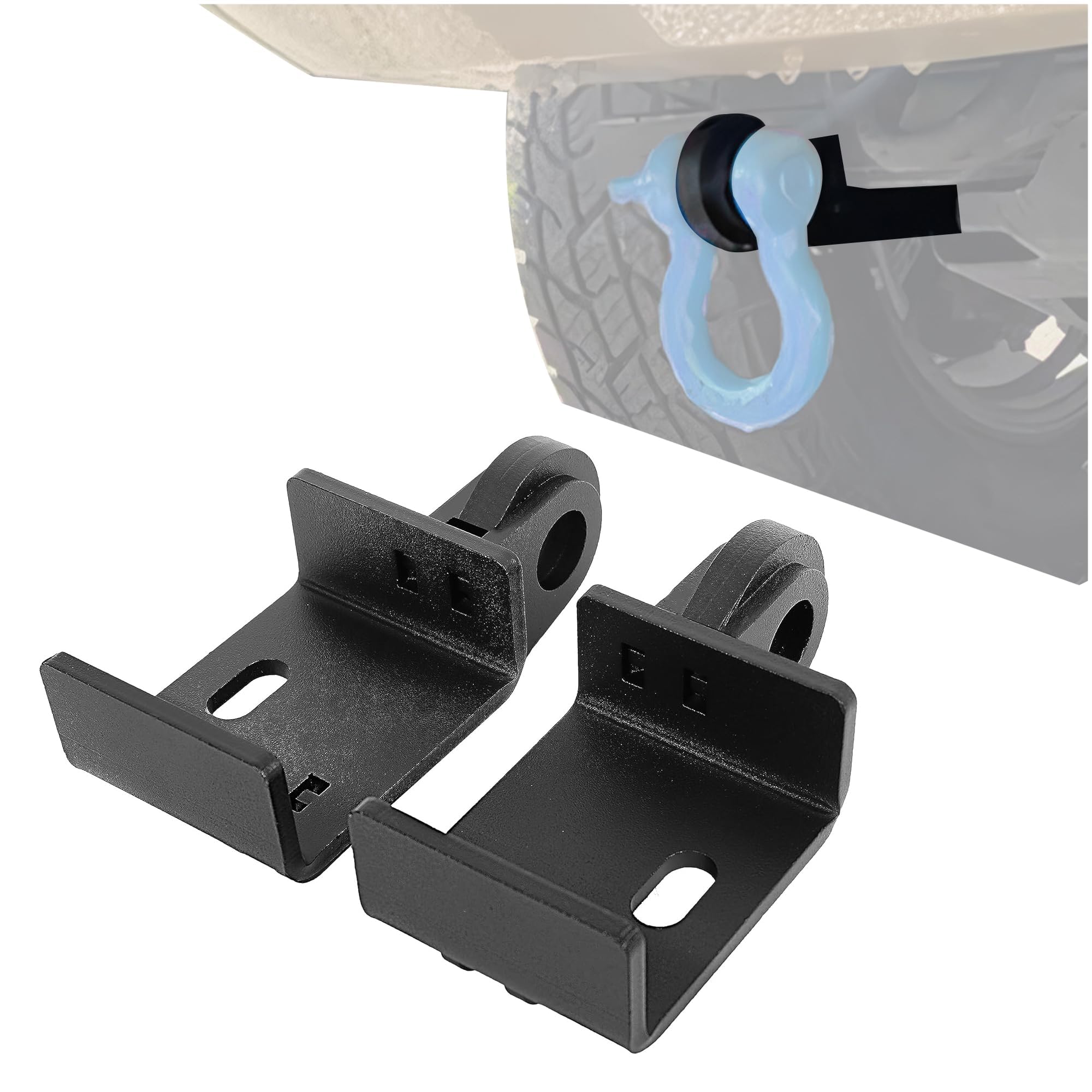 KUAFU 2PCS Demon Front Tow Hook Mounting Bracket Compatible with 2009-2022 Toyota Tacoma Bumper D-Ring Shackle Bracket Replacement Set (Not Include D-Ring Shackle)