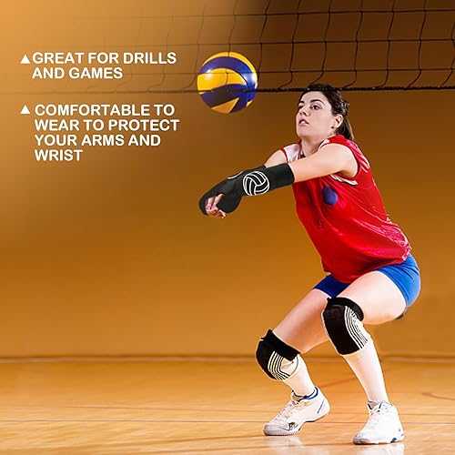 Miniatura 6 de ANEETAFAN Mangas de voleibol para brazos, manga de antebrazo, almohadillas para brazos y orificio para el pulgar para jóvenes, adolescentes, niñas,