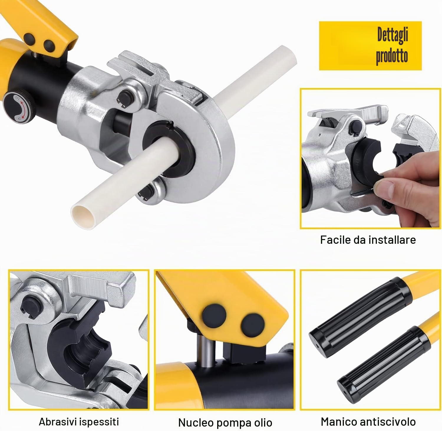 Pinza crimpatrice idraulica per tubi, pinza crimpatrice per tubi a pressione, pinza crimpatrice per tubi compositi profilo TH per tubi in alluminio-plastica con profilo TH 16 20 26 32mm².