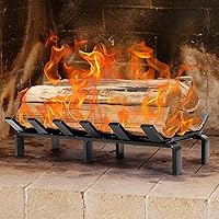 Vista 2 de Rejilla de chimenea de 13 pulgadas con retenedor de brasas, estante de rejilla de estufa de leña, soporte de leña de acero sólido resistente