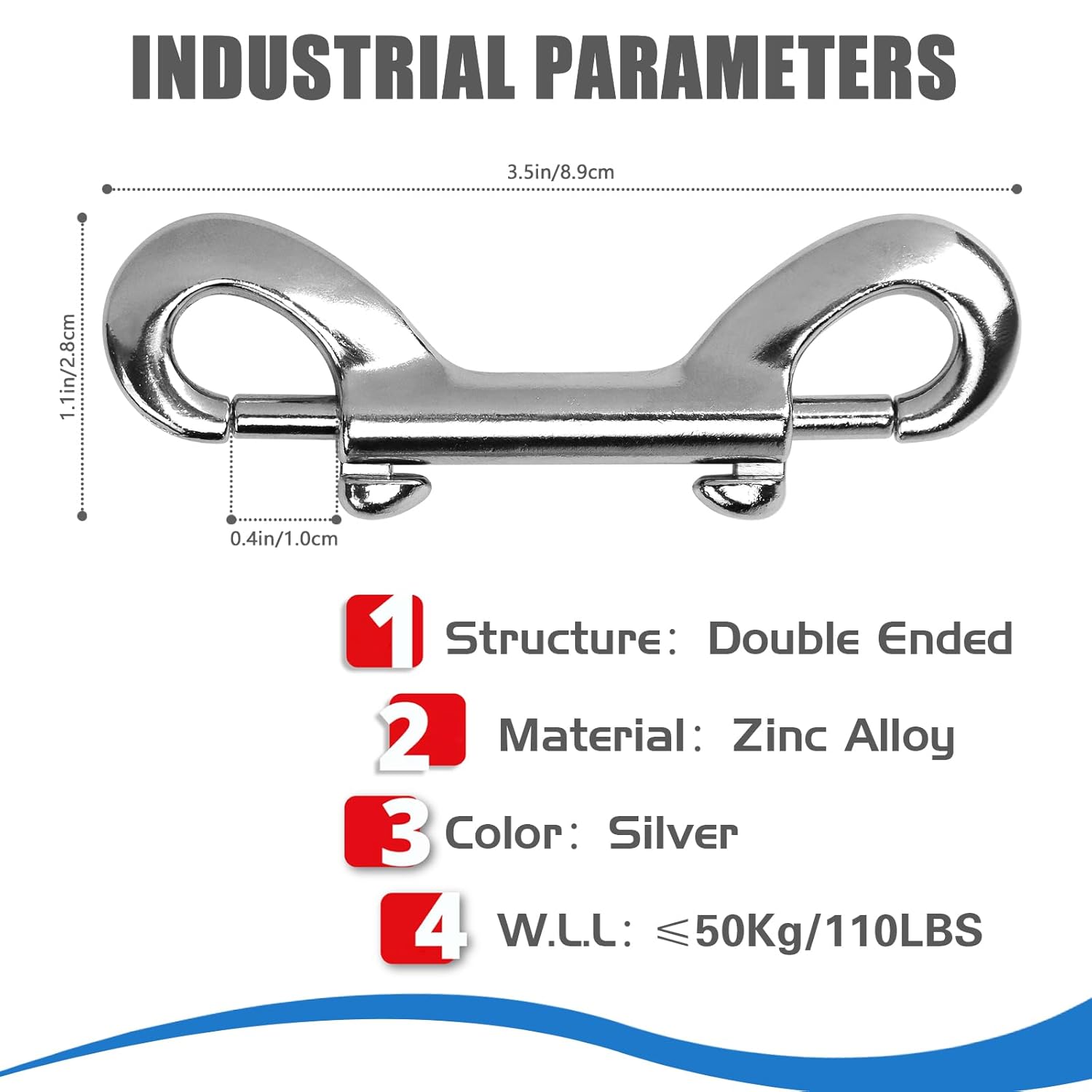 4 PCS Double Ended Snaps, 3.5 Inch Zinc Alloy Trigger Metal Clip, Silver Double Ended Snap Hooks for Pet Dog Leash, Water Bucket Hooks, Key Holder, Carabiner, Home, Farm, Other Indoor and Outdoor. - Image 2