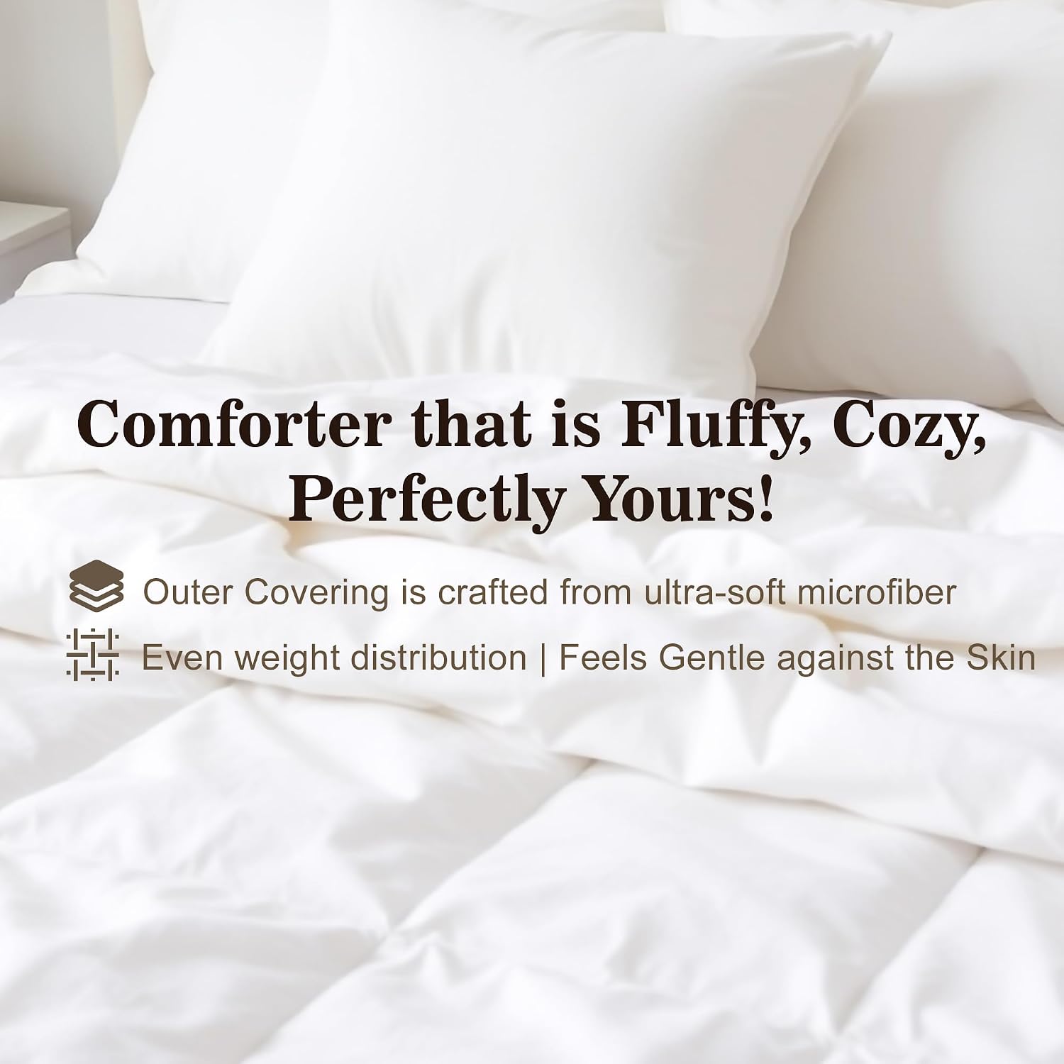 Down Alternative 1PC Comforter - Evenly Filled, Superior Warmth, Ultra Soft, Quilted Comforters Full Size 88"x 82" All Season Down Alternative Bedding Comforter White, Full.
