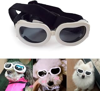 PETLESO Gafas de sol para perros pequeños, gafas de sol para perros pequeños, gafas de protección resistentes al agua, anti-UV para perros pequeños, color amarillo