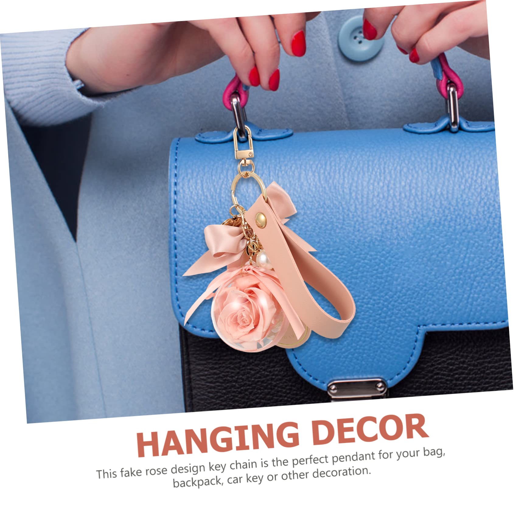 BESPORTBLE llavero flor preservada accesorios artesanía rosa llavero señoras cadena rosa rosas llaveros Precioso llavero colgante de bolsas decorativas keychains Acrílico