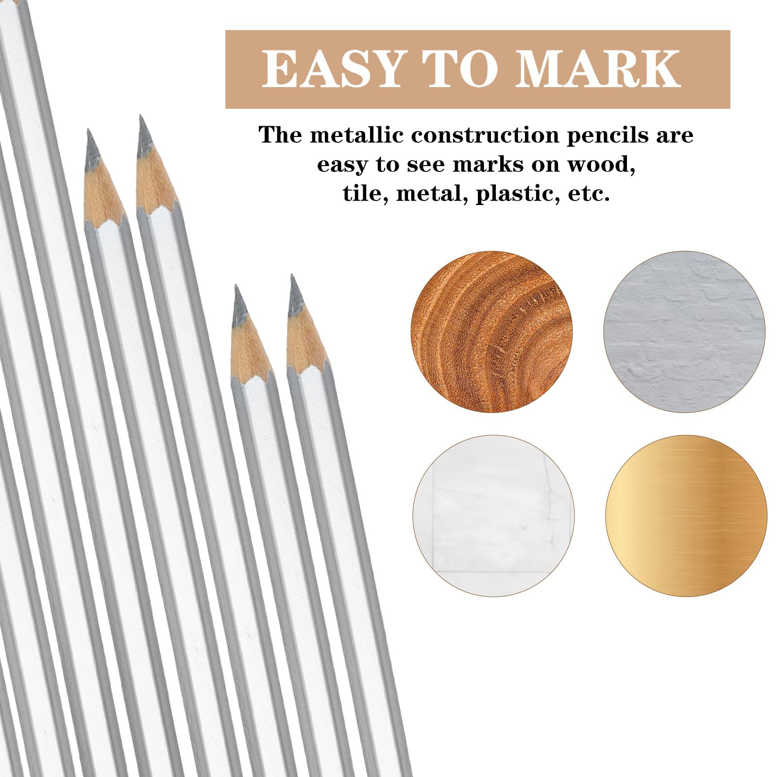 24pcs Silver Streak Welders Pencil 6.9inch Metal Marking Pencil Metallic Silver Pencils for Metal Construction Welding Pencils Marking Tools for Workers Plumbers Framers Carpenters — Amazon image 3