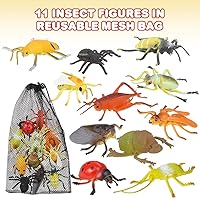 Vista 2 de ArtCreativity Surtido de figuras de insectos en bolsa de malla, paquete de 11 figuras de insectos en varios diseños, juguetes de agua de baño