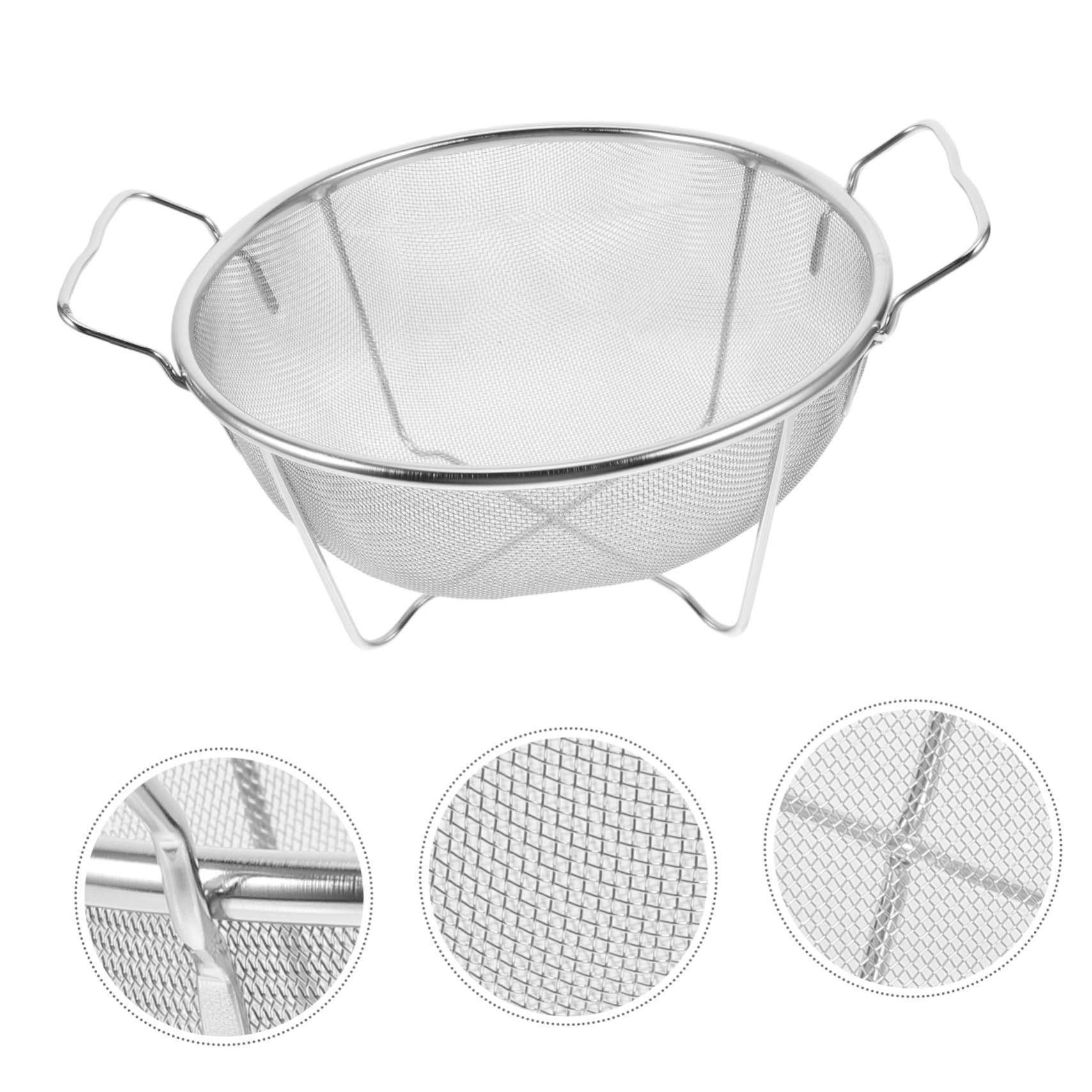 Colador de Arroz de Metal de Acero Inoxidable con Doble Asa Reforzada, Cedazo Microperforado y Fácil de Limpiar para Cocina y Fregadero