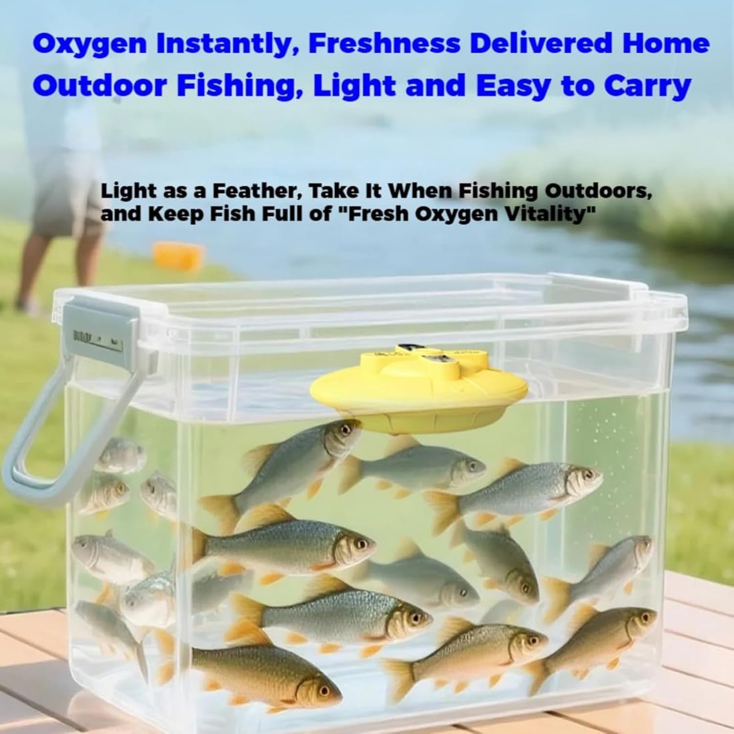 IPX7 Floating & Rechargeable Bait Bucket Aerator, 2026 Upgraded Live Baits Aerators Oxygen, Rechargeable Aerator for Bait Bucket, Portable Oxygen Pump for Fishing & Fish Tank Use