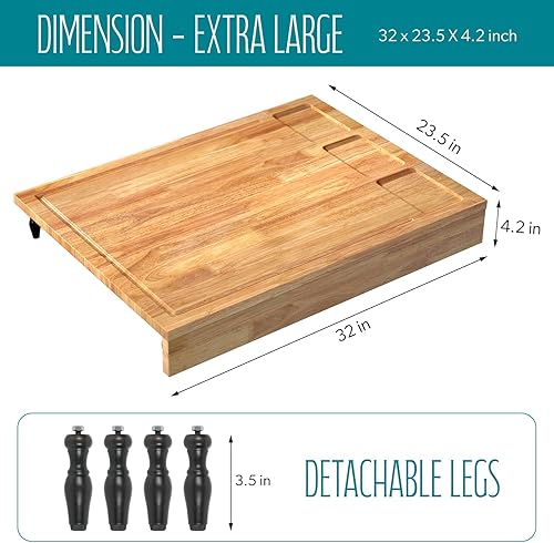 Miniatura 6 de ACACIA - Tabla de cortar con mango 1 unidad 12 x 16 pulgadas tabla de cortar redonda de madera de acacia para cocina tablas de cortar para carne