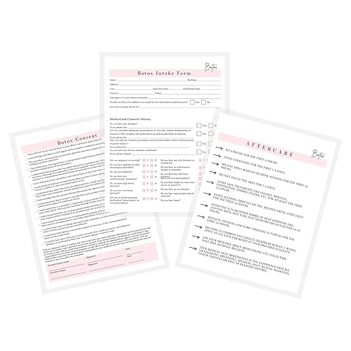Botox Intake, Consent, and Aftercare Form | 75 Pack |