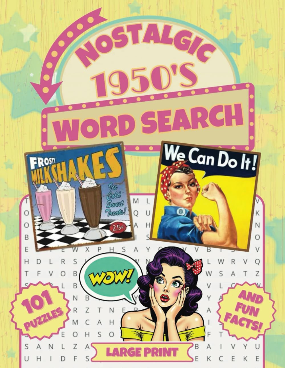 Nostalgic 1950's Large Print Word Search: Retro Themed Word Find Puzzle Book for Adults & Seniors - Big Font Puzzles For Brain Training With Fun Facts!