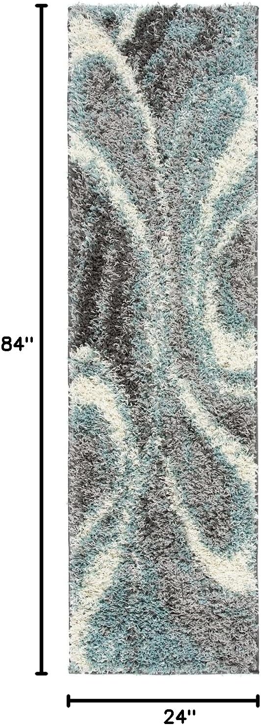 Rugshop Blue Contemporary Cozy Plush Shag Area Rug — Non-Shedding Soft for Hallway, Entryway and Bedroom, 2' x 7'