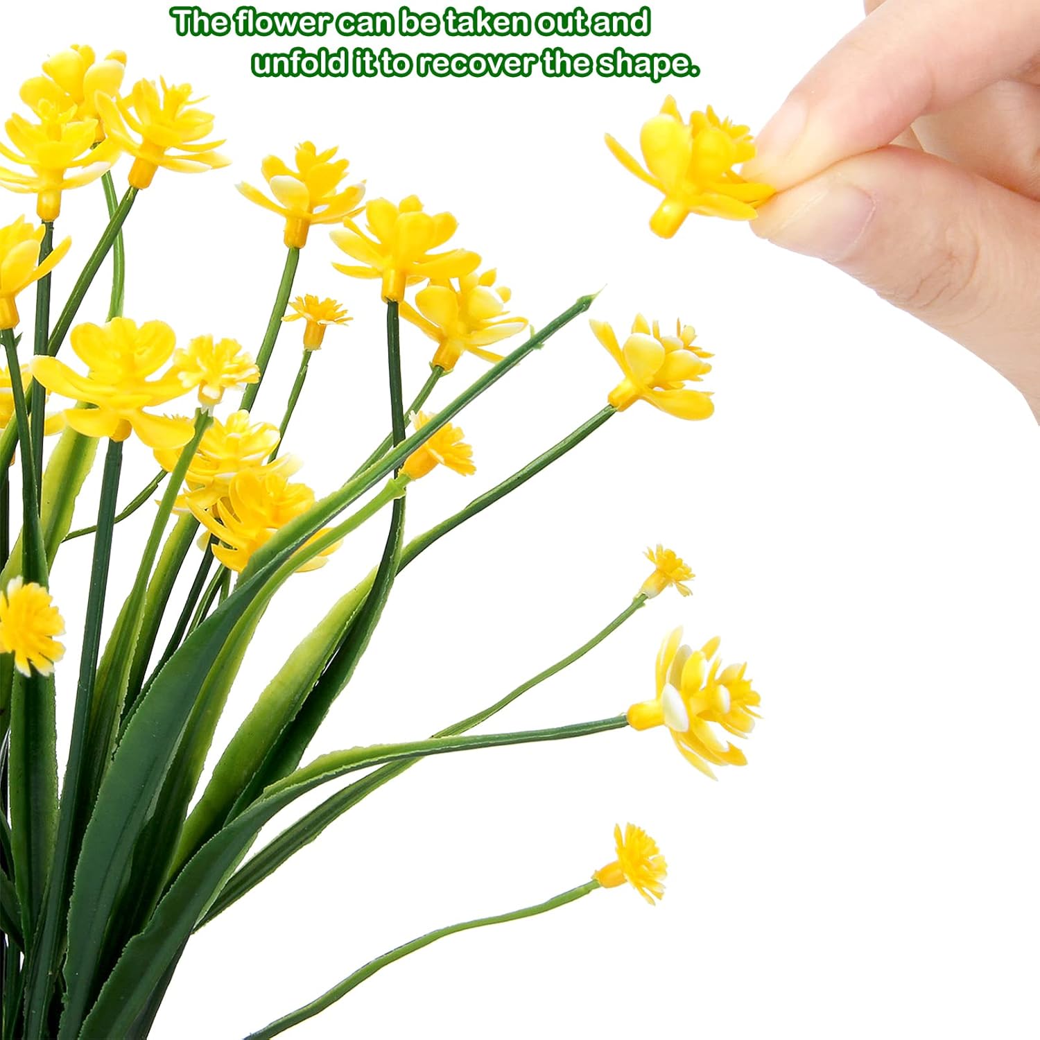 Artificial Flowers, 24pcs UV Resistant Fake Flowers Outdoor, Faux Plastic Flowers for Decoration Home Kitchen Wedding Party Decor
