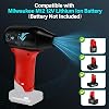 Soplador turbo mini portátil para batería Milwaukee M12 12V, ventilador inalámbrico de mano de alta velocidad con 4 velocidades, para limpieza de teclados de computadora, secado de cabello, campamento, exteriores 5