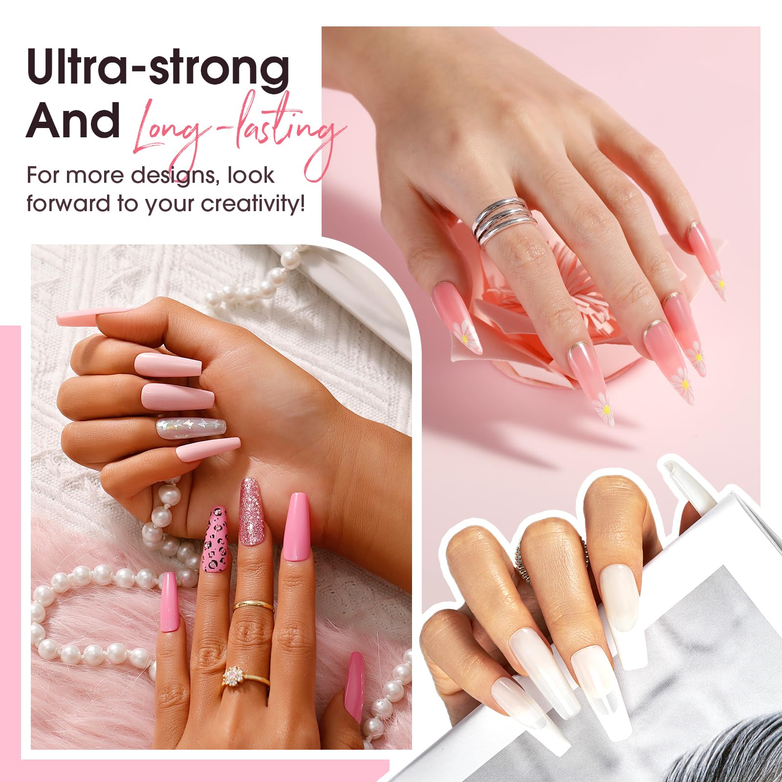 ROSALIND Gel Unghie Ricostruzione Kit Completo, 8 Colore 10ml Poligel Set con Base & Top Coat, Lampada UV e Strumenti per unghie, per Fai Da Te a Casa, Professionale Salone, Kit Unghie Gel Nail Art
