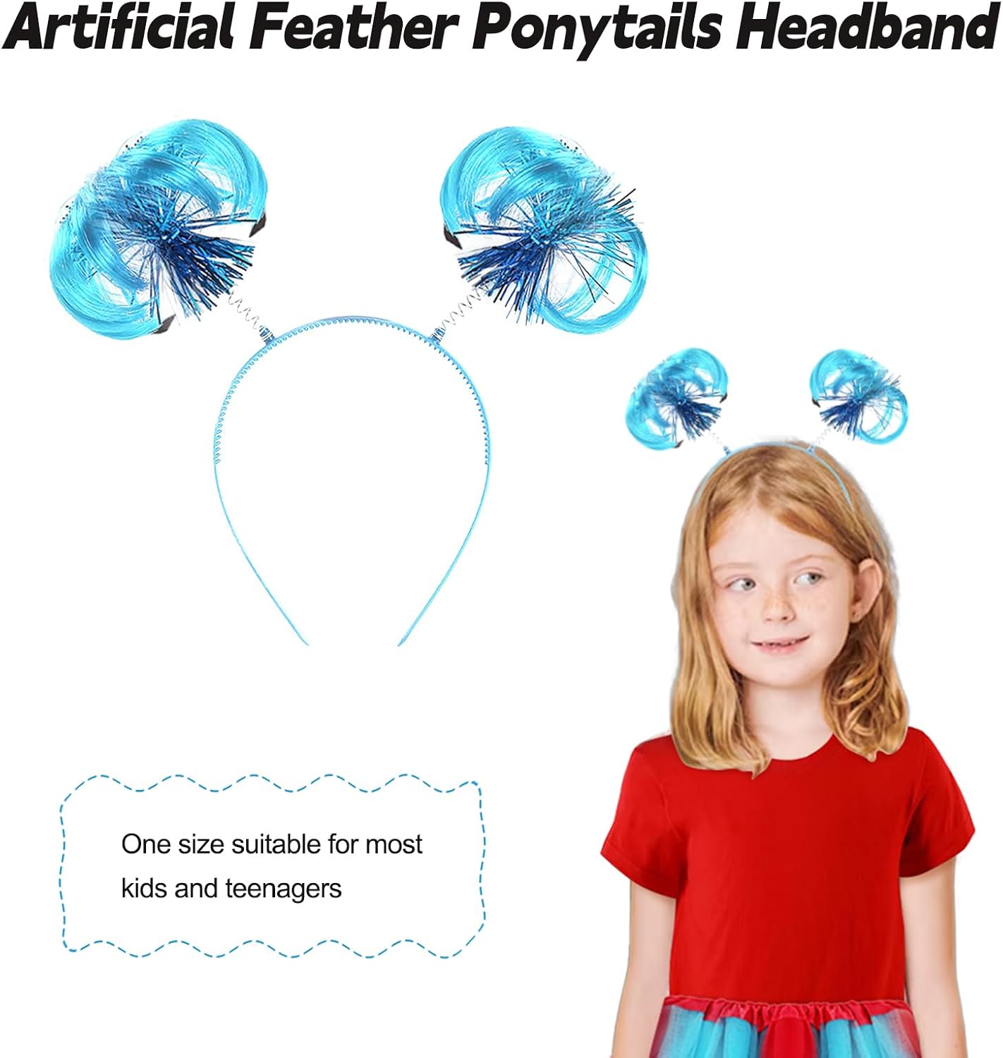 Girl's Tulle Tutu Accessories Set, Kids Red T Shirt Tutu Skirt Striped Thigh High Socks Blue Headband for Age 5-12 - Image 5