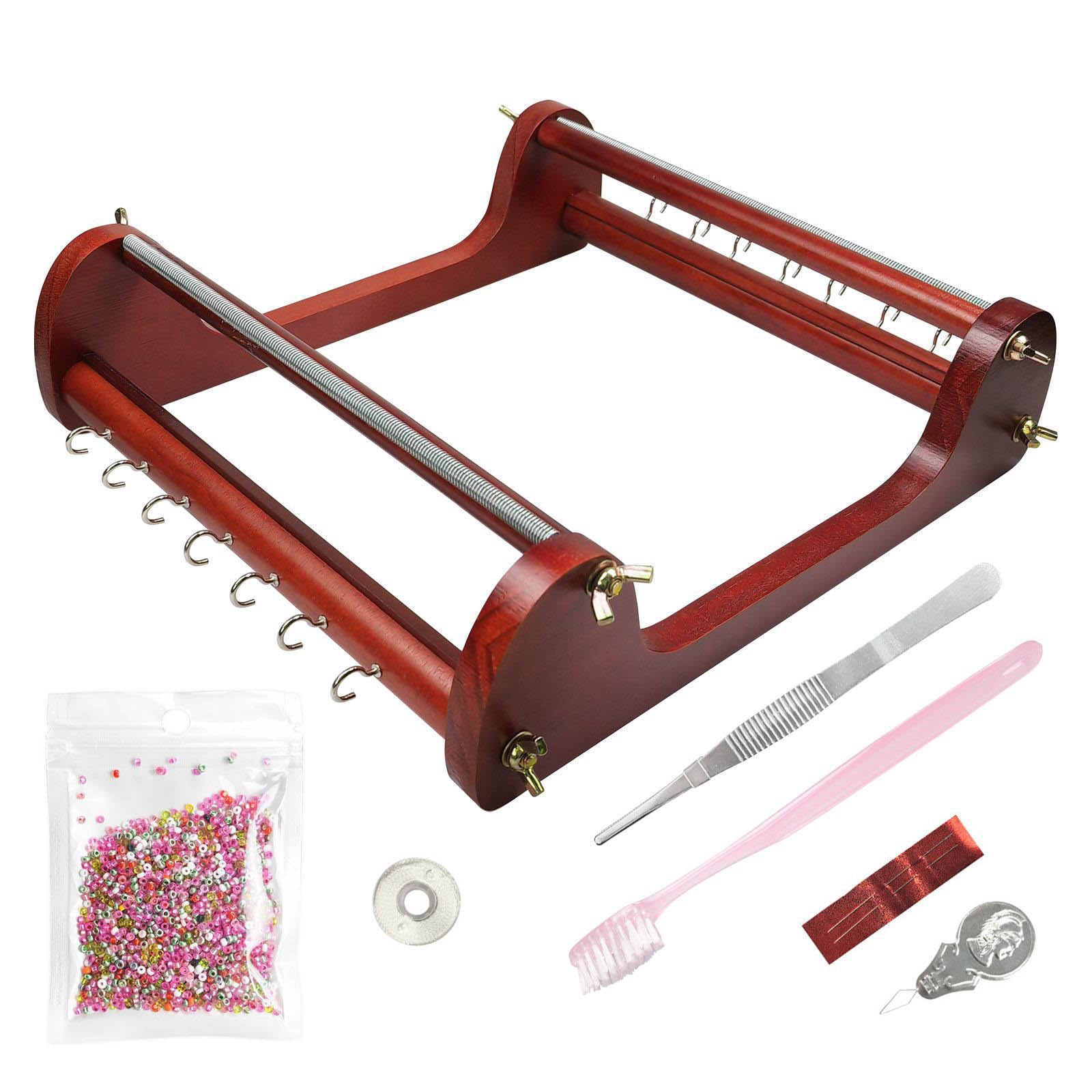 Wood Bead Weaving Tool Vintage Inspired Wood Beads Loom Kit Include Loom  Beads Threads Needle for Bracelets Necklaces