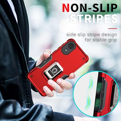 Miniatura 5 de Lokyoo Funda para Samsung Galaxy A03 Core, con 2 piezas protector de pantalla de vidrio templado, soporte magnético de anillo de metal, con soporte