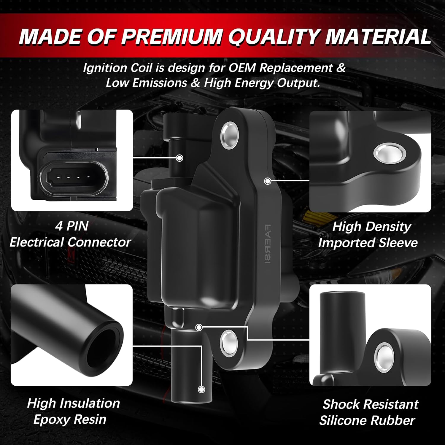 12611424 Pack of 8 Ignition Coils Pack Compatible with Chevy GMC Cadillac Pontiac 5.3L 6.0L V8 - G8 Grand Prix Avalanche Impala Tahoe Suburban Silverado Trailblazer Yukon Replace 12570616 UF413 D510C