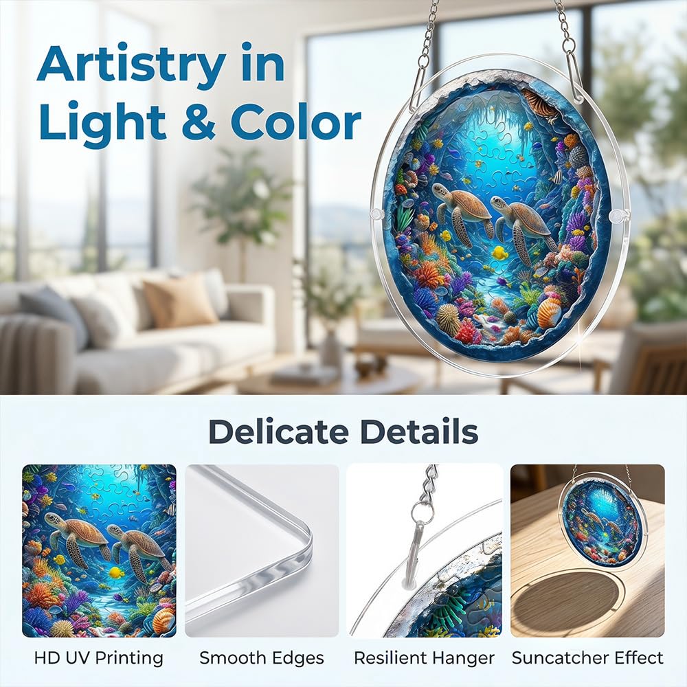 Acrylic Jigsaw Puzzle Suncatcher - Stained Glass Decor -5