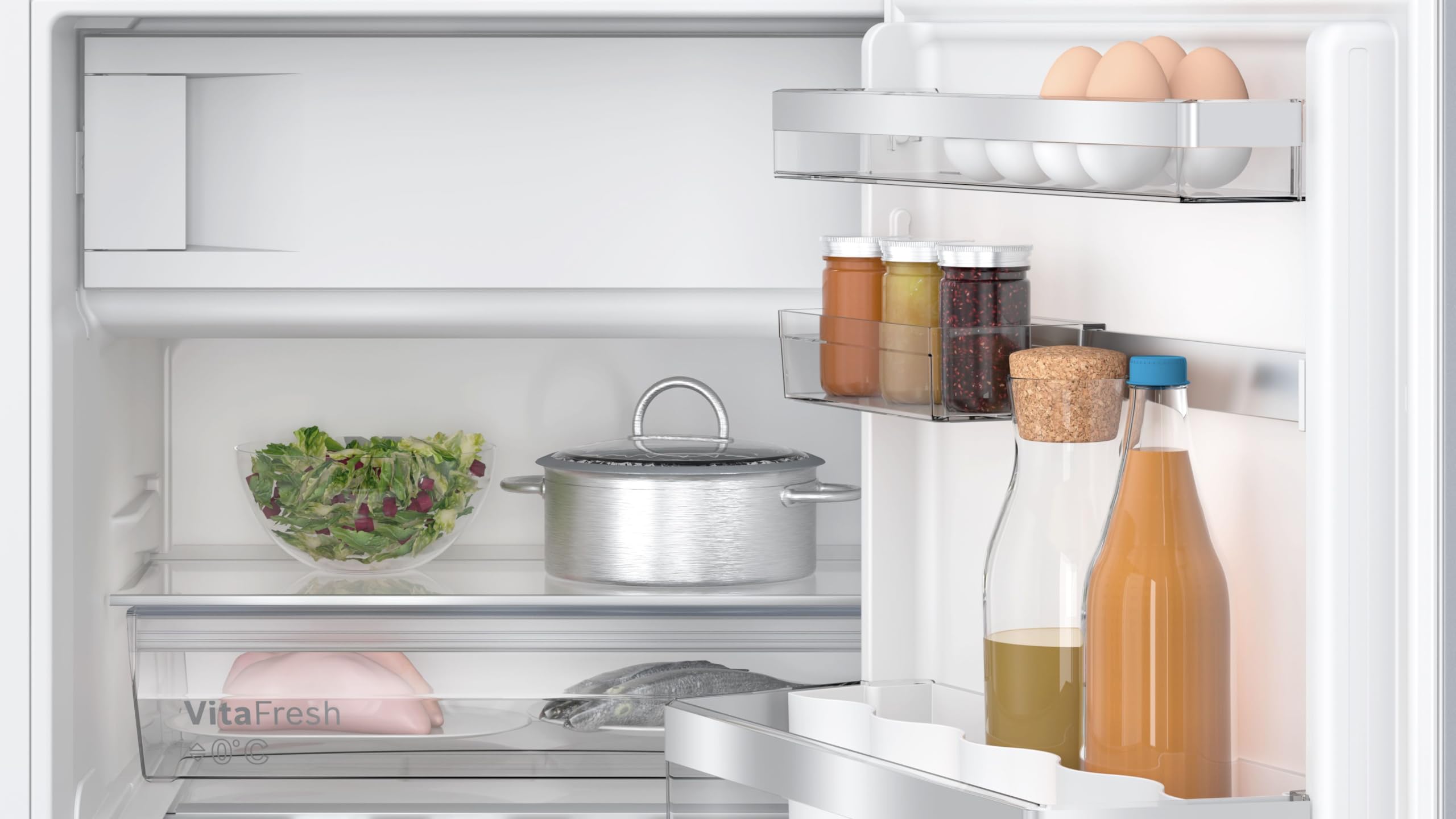 Bosch KUL22ADD0, Serie 6, Smarter Unterbau-Kühlschrank mit Gefrierfach, 82 x 60 cm Nische, 93 L Kühlen & 17 L Gefrieren, Made in Germany, längere Frische mit VitaFresh 0º, sehr leise, HomeConnect