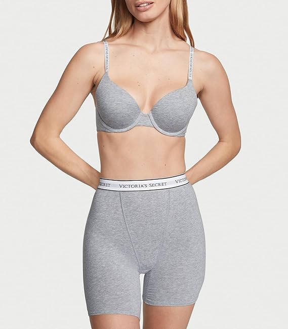 Victoria's Secret Women's Cotton Logo Boxer Brief Underwear, High Waisted Panties