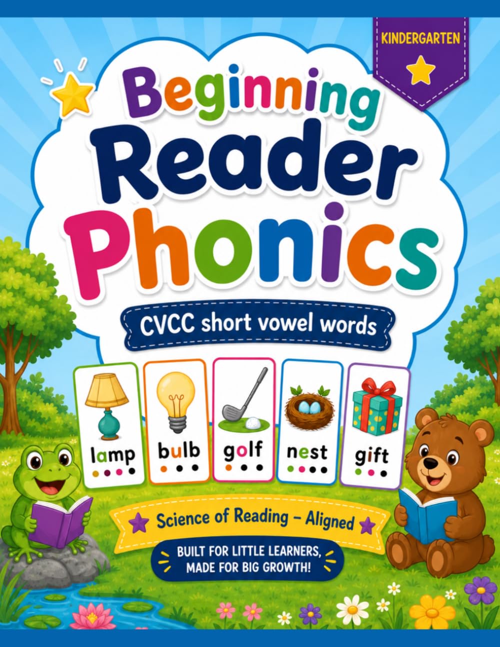 Beginning Reader Phonics Workbook for Kindergarten | CVCC Words: Decodable Reading & Spelling Practice | Science of Reading