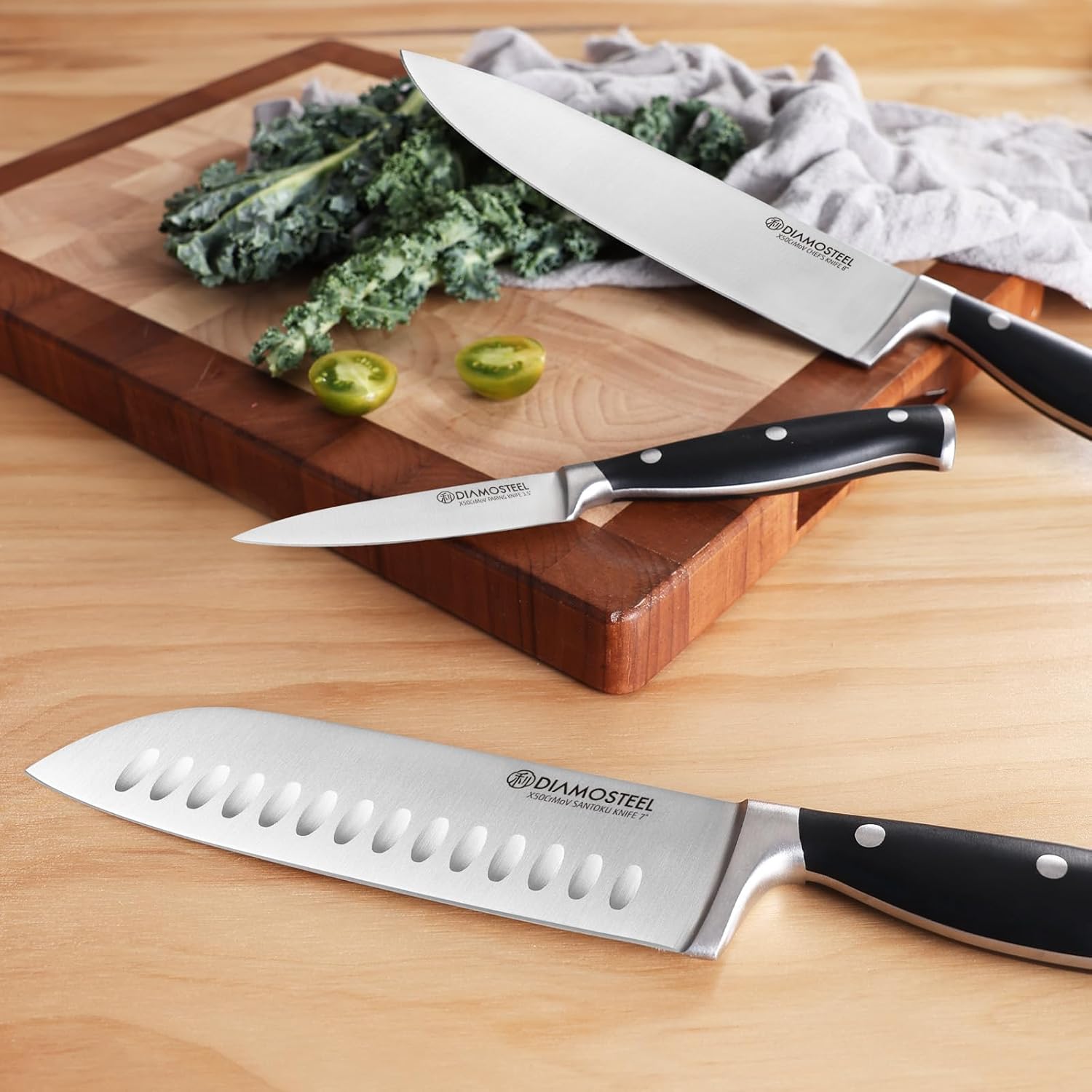 Knife Set 3-Piece, Include Chef & Santoku & Paring Knife, Professional High Carbon Stainless Steel Knives Set for Kitchen with Ergonomic ABS Handle Elegant Box - Image 7