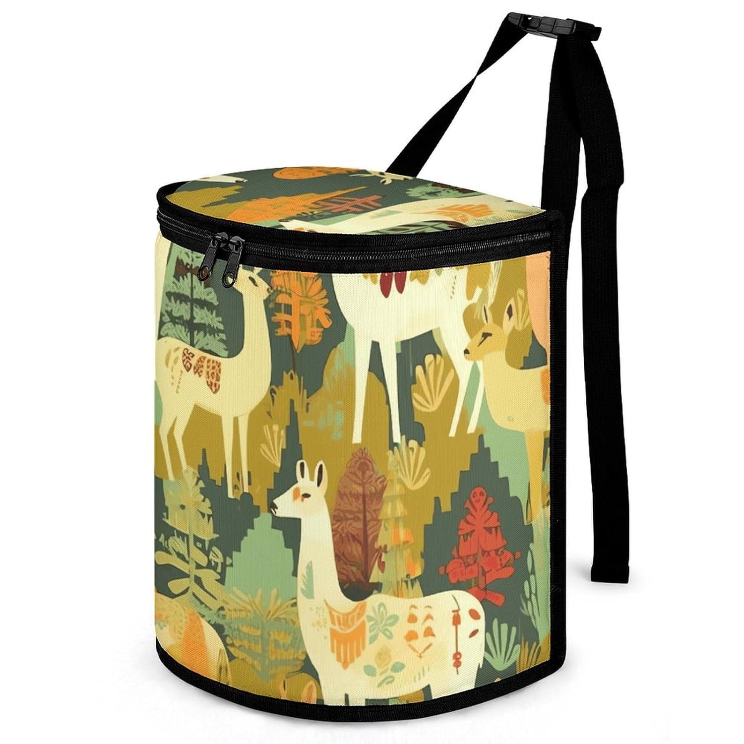 Car Trash Can Colorful Alpaca Printed Car Organizer Car Accessory Interior Car Garbage Can with Lid