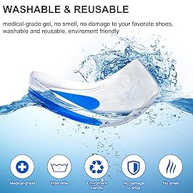 Gel Silicone Heel Pads,4 Pairs Heel Cups for Achilles Tendonitis,Shoe Wedge Inserts for Plantar Fasciitis,Sore Heel, Heel Spur and Heel Pain Relief,Heel Support for Men/Women(Medium)