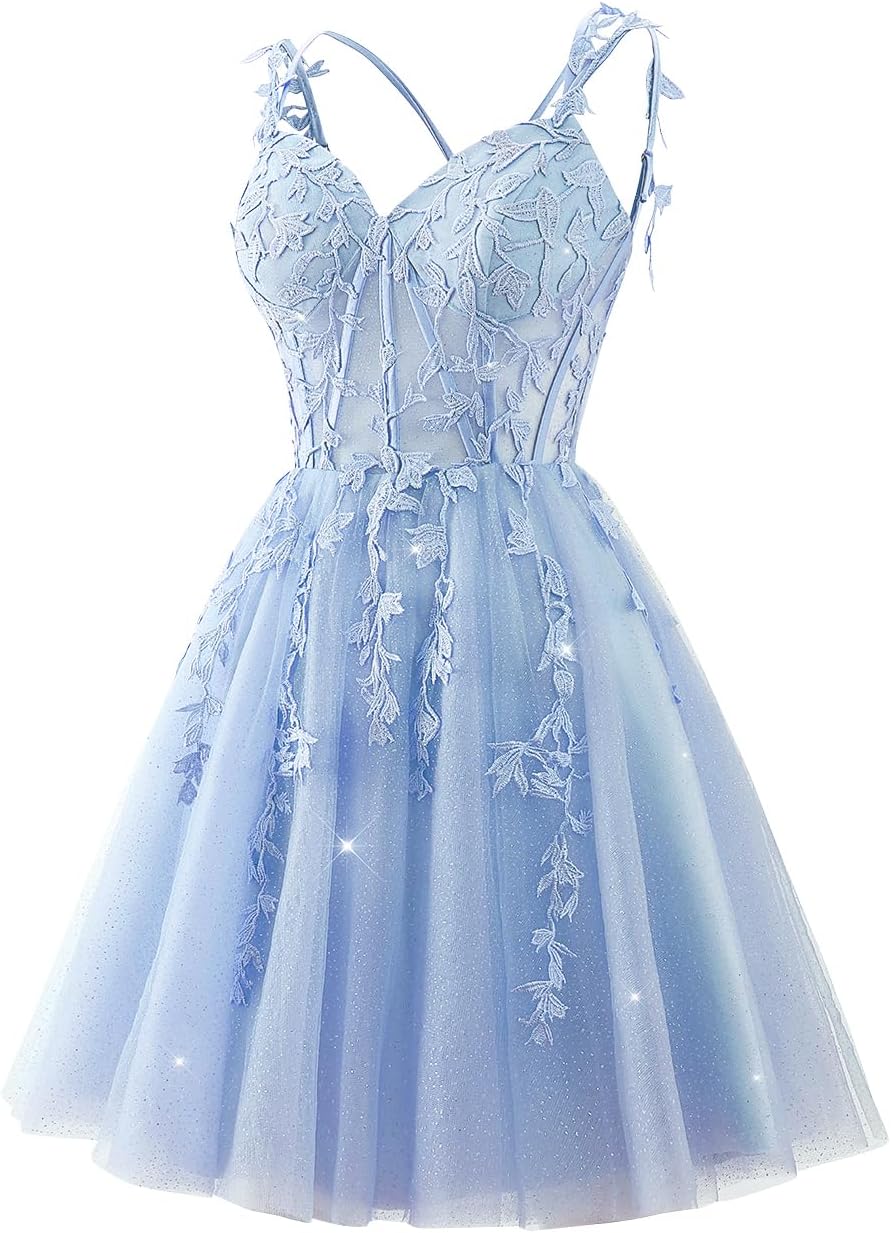 GARDOM Corset Glitter Tulle Short Homecoming Dresses Sparkly Fairy Cocktail Dress 2025 Lace Prom Ball Gowns for Teens