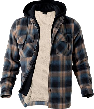 LeeHanTon Mens Heavyweight Full-Zip Fleece Lined Hoodie with Pockets Winter Coat Warm Casual Jacket